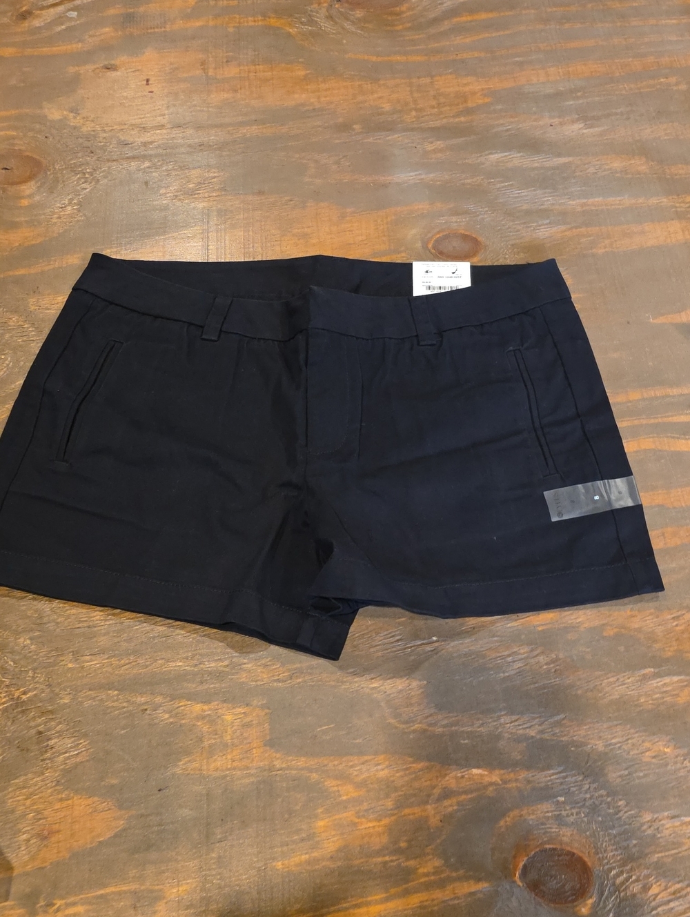 STYLUS Navy Black Bermuda Shorts with Front Welt Pockets